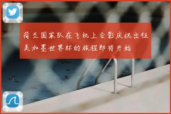 荷兰国家队在飞机上合影庆祝出征美加墨世界杯的旅程即将开始